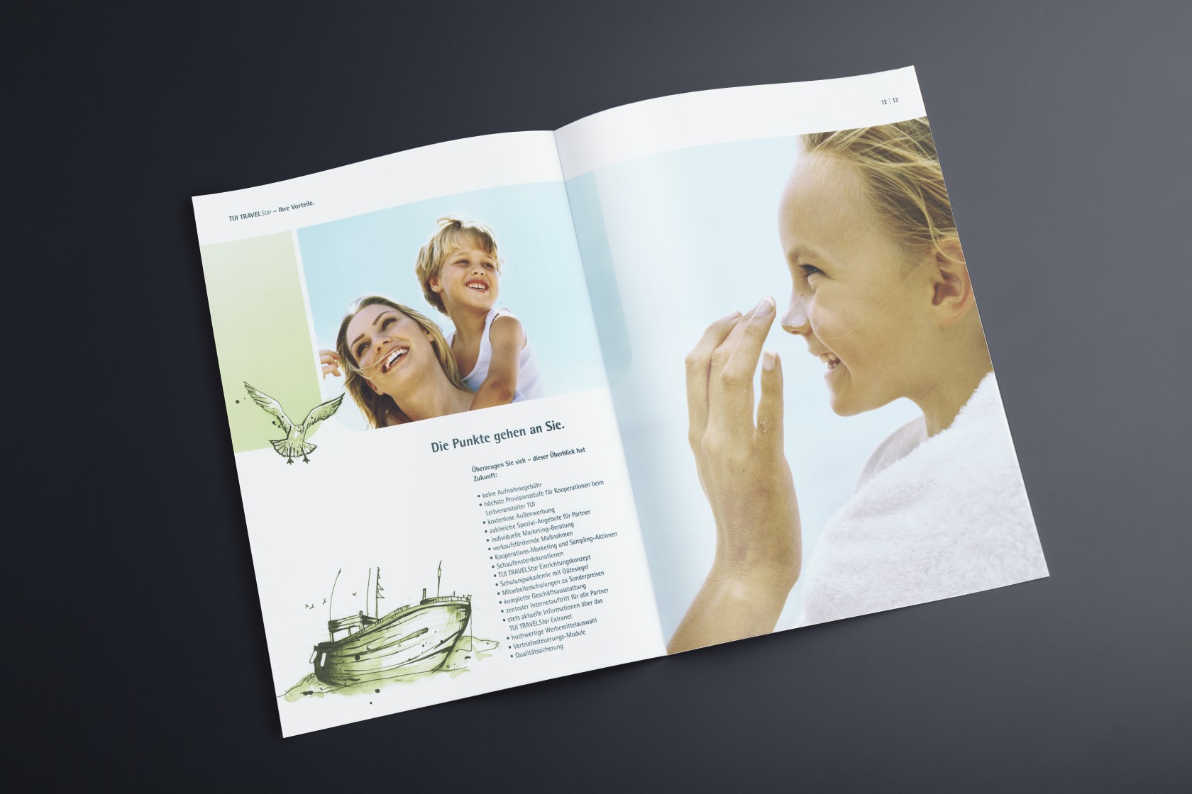TUI TRAVELStar Reiseveranstalter – Europas führendem Reiseveranstalter, Broschüre – Doppelseite mit Empfehlungen zu Thema Reisen.